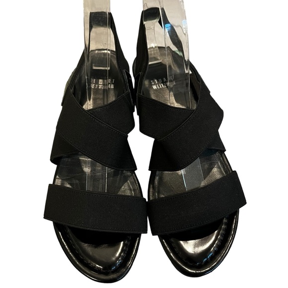 Stuart Weitzman Guybands Black Elastic Stretch Strappy Sandals, Sz 6 - Picture 12 of 16